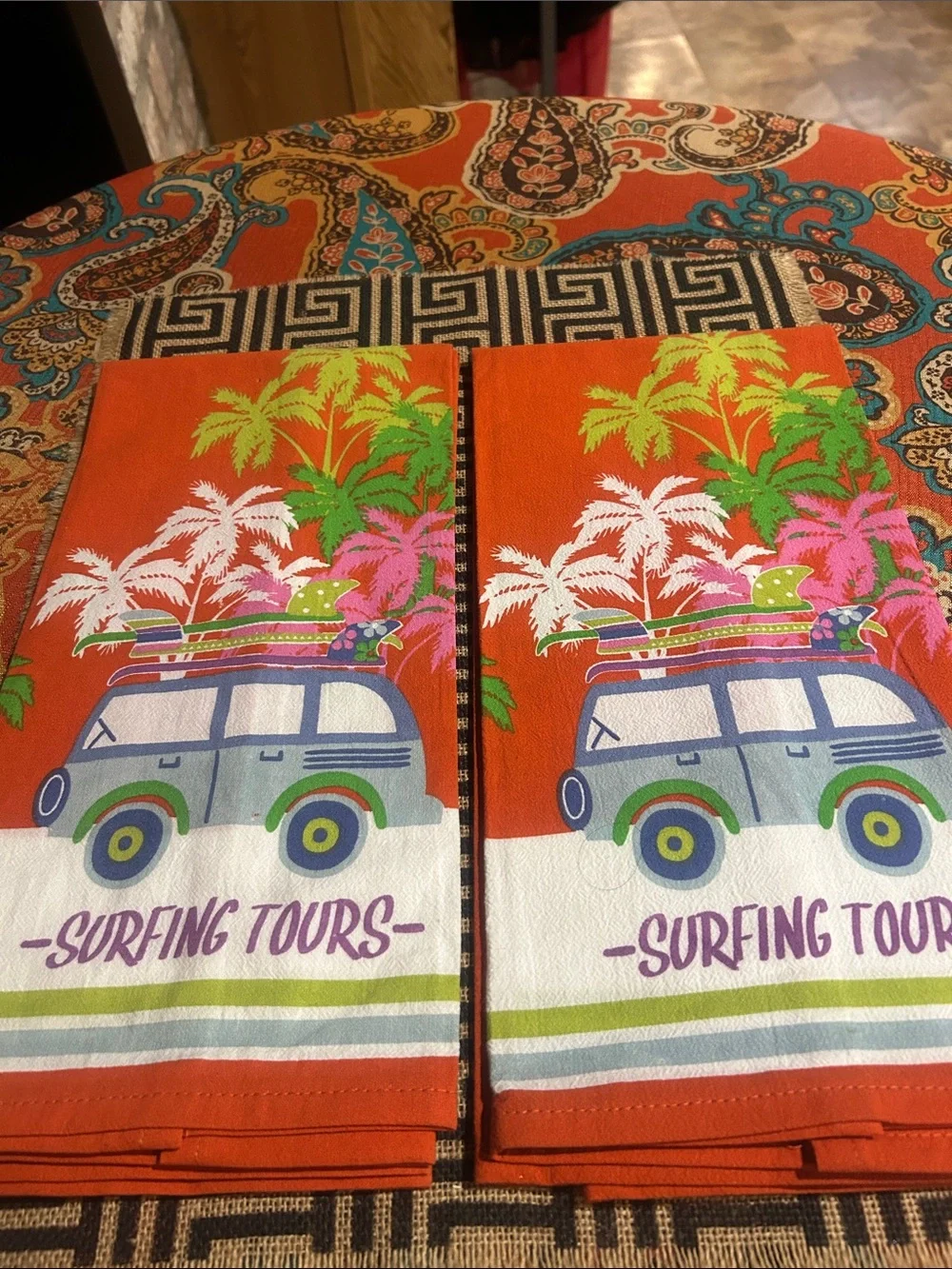 NWT Set of 2 Surfing Tours Orange Beach Kitchen Towels